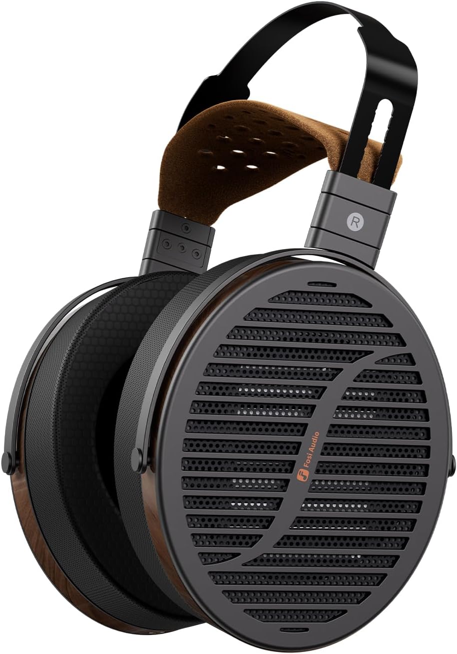 Fosi Audio i5 Open-back Planar Magnetische Hoofdtelefoon met 97 mm Ultragroot Diafragma, CNC-metaal en Walnotenhout, Audiophile Bedrade Studiohoofdtelefoon voor Apparaten met Meerdere Bronnen