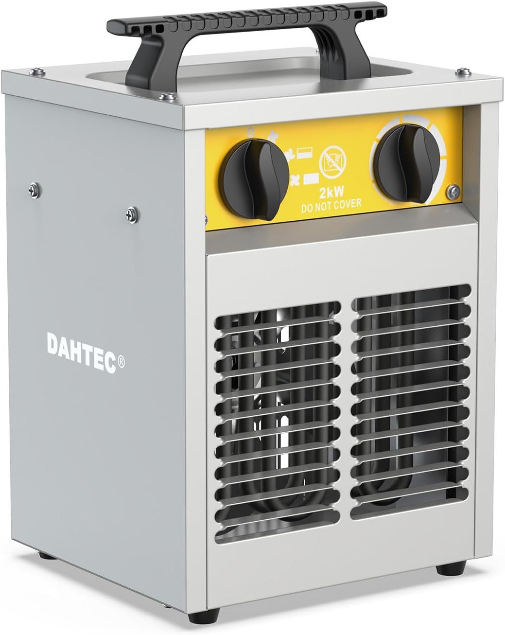 2000W Verbeterde Elektrische Ventilatorverwarmer - Stalen Behuizing - Industriële Draagbare Kachels - Thermostaat & Oververhittingsbeveiliging - Ideaal voor Bouwplaats, Garage, Kas