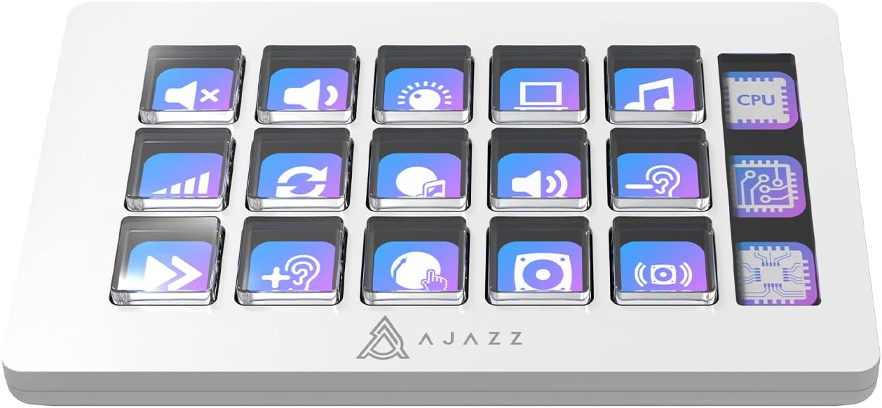 AKP153 Studio Controller, Stream Deck, 15 Macro Keys, Trigger Actions in Apps and Software Like OBS, Twitch, YouTube, Custom Console for Live Streaming, Photo and Video Editing, PC/Mac (White)