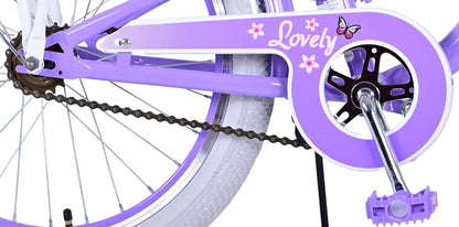 Meisjesfiets voor 6-8 jaar, 20 inch, met mand en bagagedrager, Lovely Fuchsia