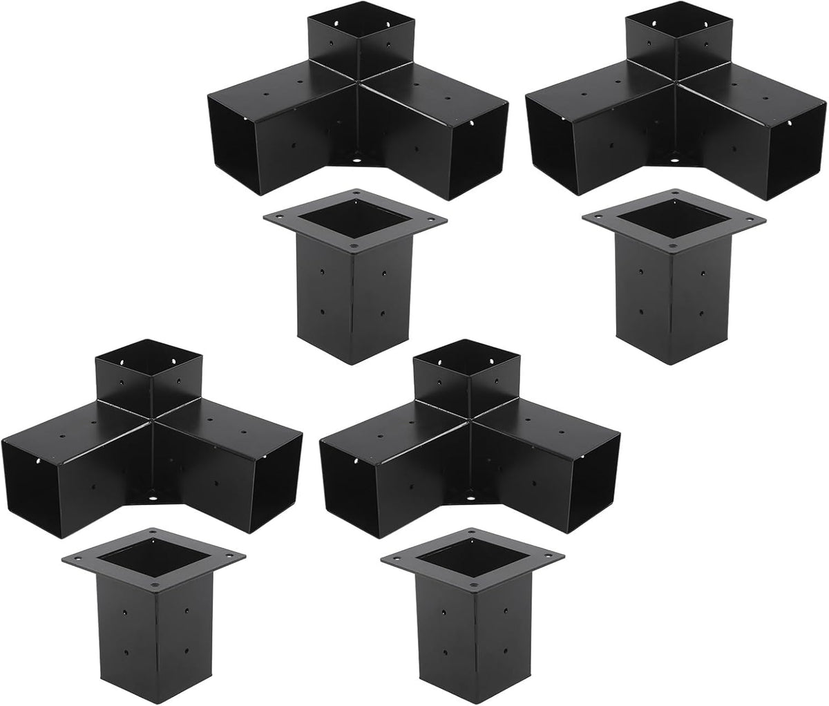 Pergola houders, 3-weg hoekhouten houders met schroeven paalbasis dek paalanker poedergecoate paalhouders houtbewerking pergola set (8 stuks)