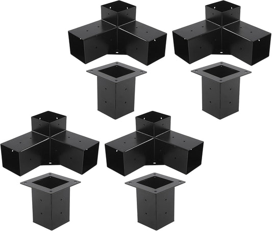 Pergola houders, 3-weg hoekhouten houders met schroeven paalbasis dek paalanker poedergecoate paalhouders houtbewerking pergola set (8 stuks)