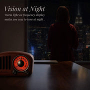 Draagbare Radio - Retro Radio - met FM - MP3-speler - via SD - Bluetooth - AUX - 270° Wijzerplaat - Battery-Aangedreven - 10.6 x 5 x 6.8 cm - Klassiek Kersenhout