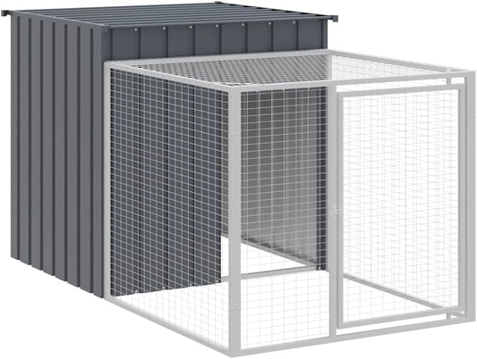 vidaXL Chicken coop with run 110x201x110 cm galvanised steel anthracite, chicken coop, chicken enclosure, animal enclosure, animal house, chicken coop garden