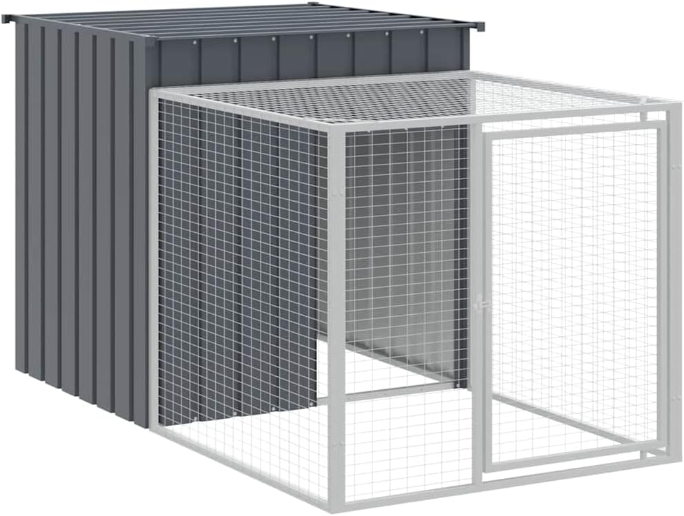 vidaXL Chicken coop with run light gray 110x201x110cm galvanized steel