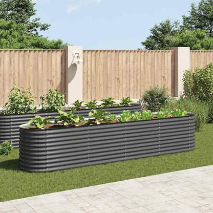 vidaXL Planter 400x80x81cm Galvanized Steel Silver Garden Container Flower Box - QUORE