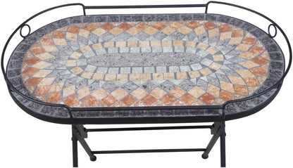 Siena Garden serveertafel Prato, 68x41x60cm, frame: staal, gepoedercoat in mat zwart, oppervlak: keramiek in bont