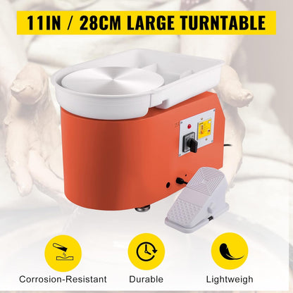 Pottenbakkersschijf – Keramische Draaischijf – Pottenbakmachine – Elektrische Draaitafel – Klei Schijf – 28 cm Aluminium Plateau – 350W Met Voetpedaal