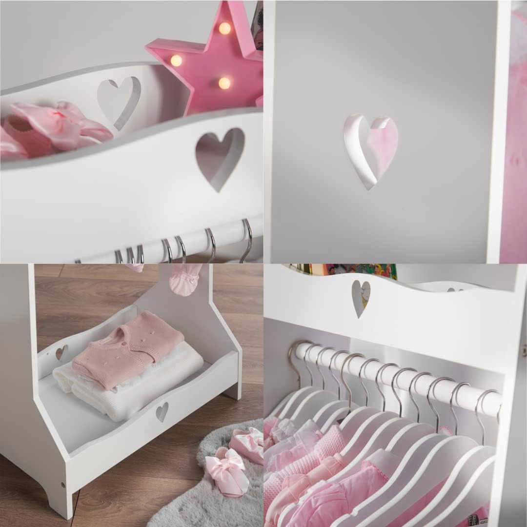 Haus Projekt Verkleedrail wit voor kinderen 3-8 jaar, houten verkleedkast, slaapkamermeubel, handgemaakte meisjesaankleedstang, babykamermeubel, kerstcadeau
