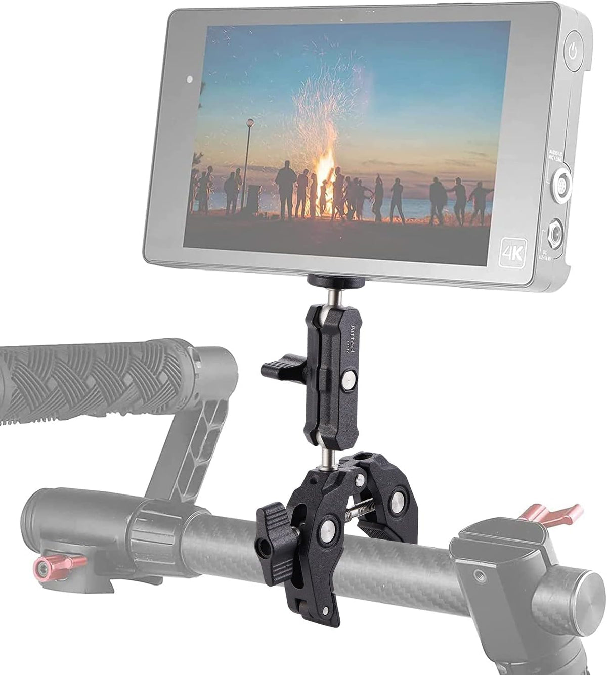 Super klem met Mini Ball Head Stand met 1/4 "schroef en 360 ° Double Ball Head Magic Arm voor Sony Canon Nikon DSLR Camera, Ronin, Microfoon, Videollamp, Roef, Dwarsbar (CP-12)