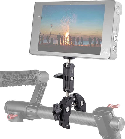 Super klem met Mini Ball Head Stand met 1/4 "schroef en 360 ° Double Ball Head Magic Arm voor Sony Canon Nikon DSLR Camera, Ronin, Microfoon, Videollamp, Roef, Dwarsbar (CP-12)