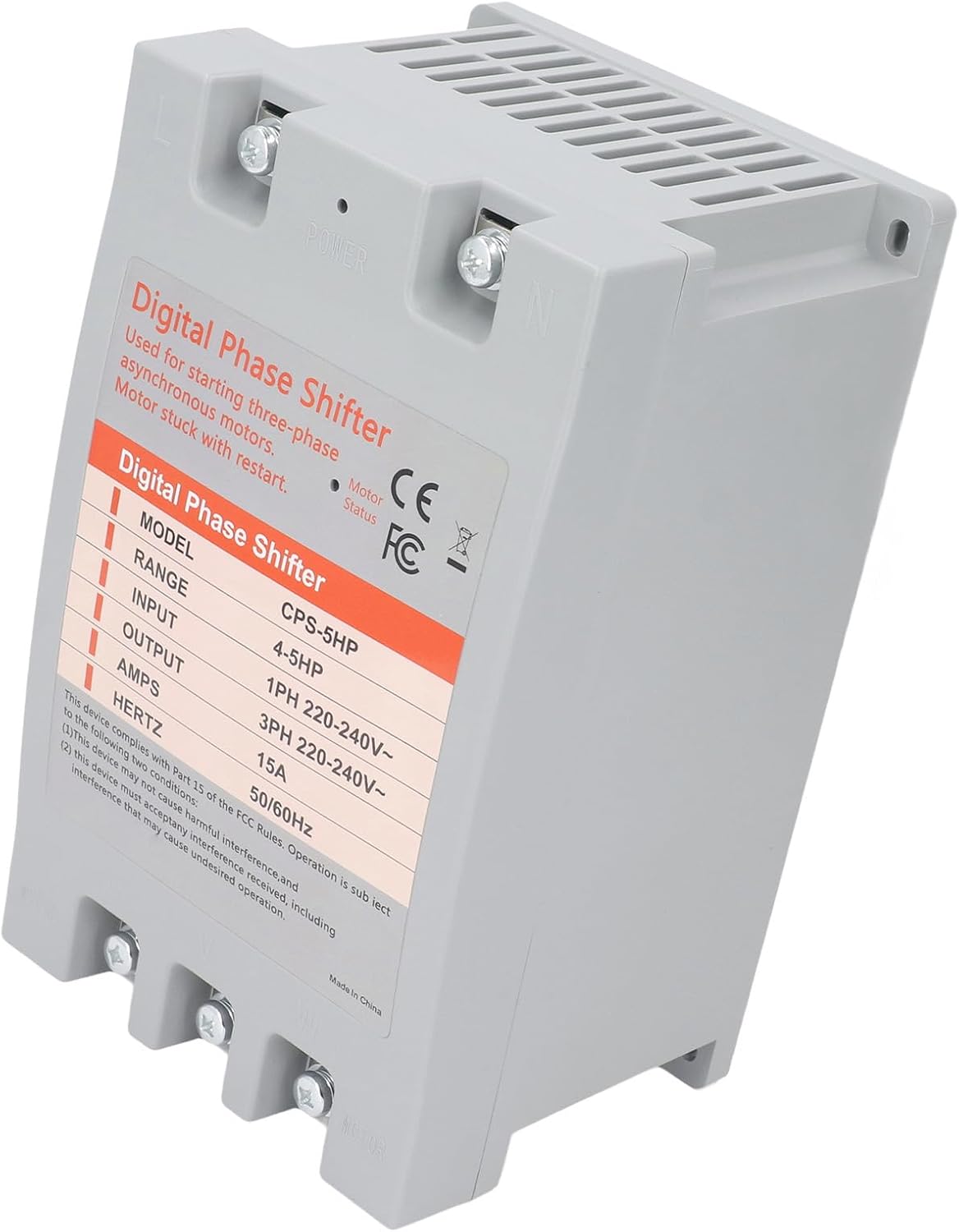 5 PK Digitale Faseconverter, Eenfase naar Driefase Omvormer voor Motorapparatuur, 9,8 x 5,9 x 5,3 inch, Energie-efficiënt, Compact Ontwerp