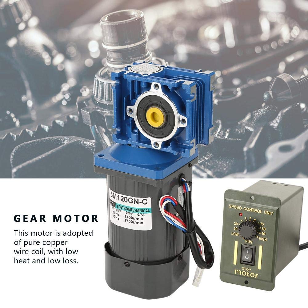 Wormwielmotor – Wormmotor – Tandwielmotor – AC Motor – Snelheidsreductor – 120W 1400 RPM – Zelfremmend Met Instelbare Snelheid En Draairichting