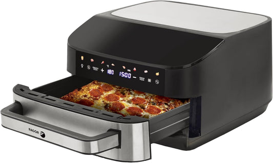 Fagor Naturfry SmartCrust-luchtfriteuse met dubbele weerstand, vermogen 2200 W, 7 l inhoud, led-touchscreen, 10 vooraf ingestelde menu's, temperatuurregeling 40-230 °C