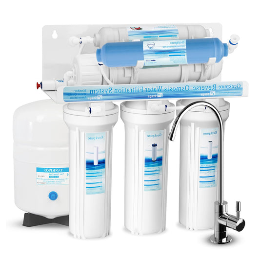 Geekpure 6-stage reverse osmosis RO drinking water filter system with DI filter TDS up to 0-75 GPD - QUORE