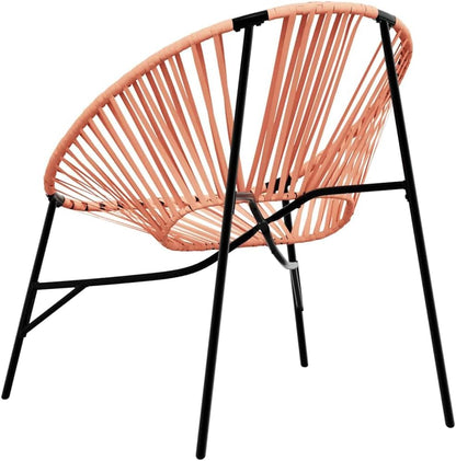 Polyrattan Garden Chair in Egg Shape Black and Orange Comfortable Outdoor Relax Chair with Powder Coated Steel Frame Weatherproof - QUORE