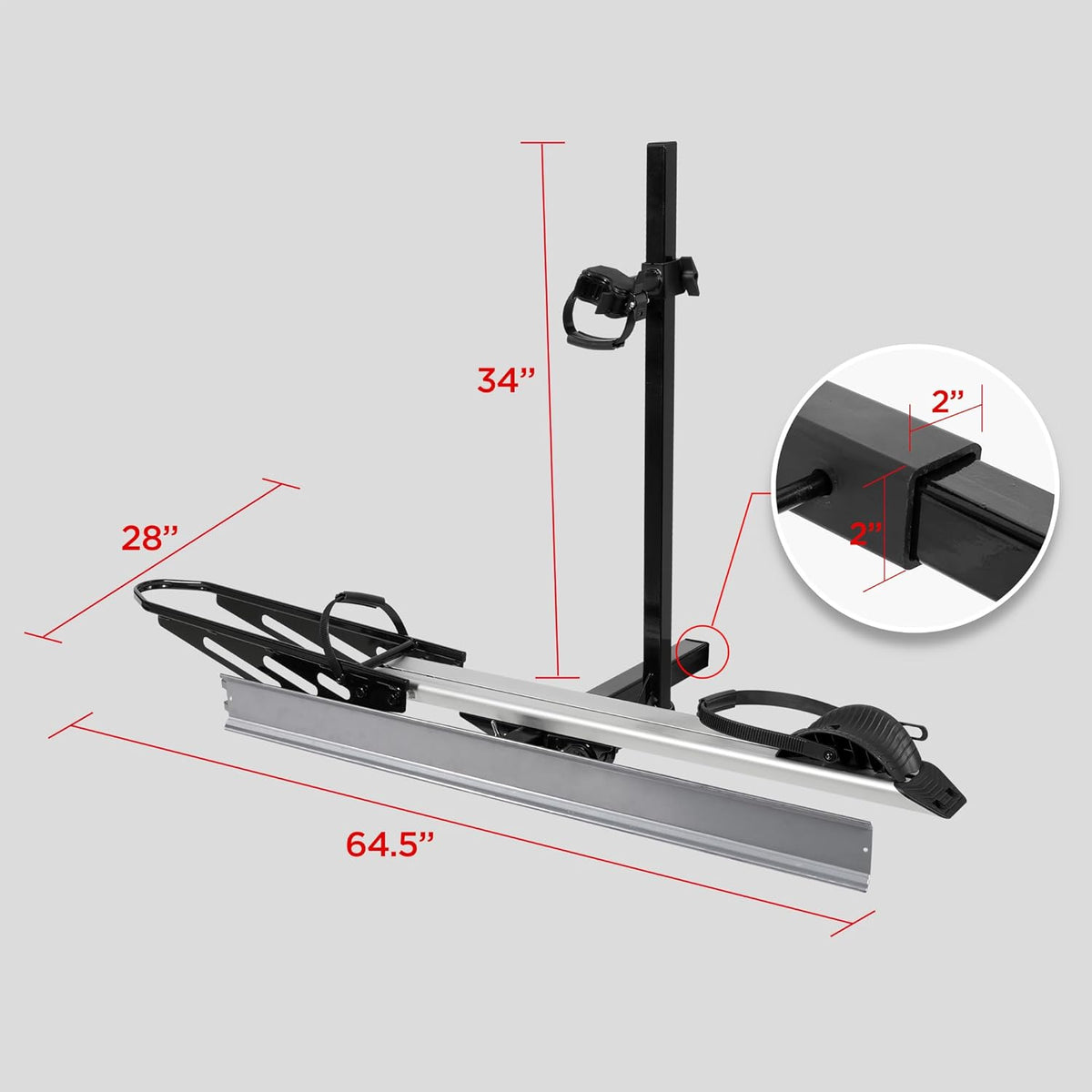 Bicycle Rack Single Ramp for Bikes and E-Bikes, Suitable for Cars, SUVs, Motorhomes, Trailers with 2 Inch Receiver - QUORE