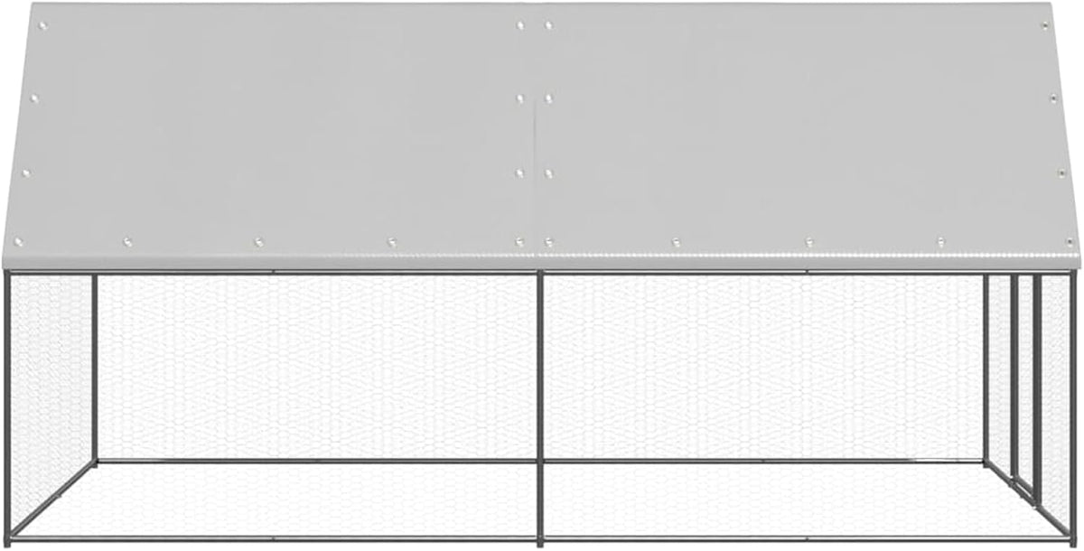 Chicken Cage with Roof, Chicken Coop, Freewheel, Chicken Aviary, Chicken, Small Animals, Poultry, Door with Lock, 2 x 4 x 2 m, Galvanised Steel