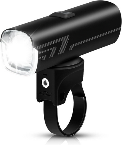 Fietslamp - Fietslicht - Krachtige Fietslamp Voorzijde - 350Lm - 100Lux - 208m Lichtsterkte - StVZO Goedgekeurd - met 3 Lichtstanden - LED - IPX6 Waterdichte - USB Oplaadbare Voorzijde  Licht - Kunststof - 18.4 x 7.9 x 6.2 cm - Zwart