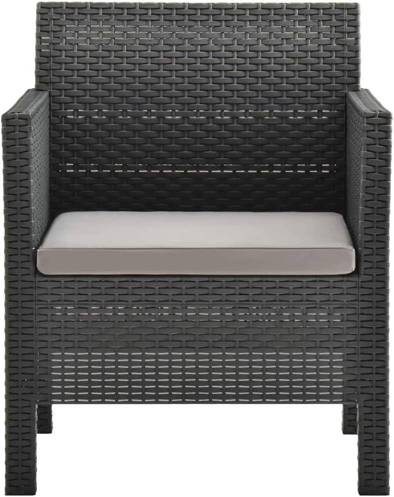 Garden Chair with Cushion PP Rattan Anthracite Outdoor Dining Chairs Outdoor Chairs Patio Patio Garden Yard - QUORE