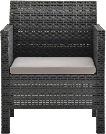 Garden Chair with Cushion PP Rattan Anthracite Outdoor Dining Chairs Outdoor Chairs Patio Patio Garden Yard - QUORE