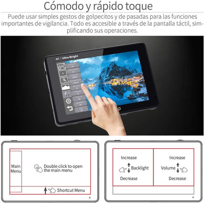 FEELWORLD LUT7 PRO 2200Nits TouchScreen Camera Field Monitor 4K HDMI Loop Out Camera Monitor with Light Sensor,3D LUTs,FHD 1920X1200 IPS,HDR Waveform,F970 External Installation Package - QUORE