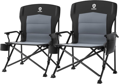EVER ADVANCED Campingstoel voor volwassenen, set van 2 extra grote 230 kg, klapstoel voor zware mensen met zijvak, extra breed met harde armleuning, opvouwbaar, voor tuin, vissen, outdoor, inklapbaar