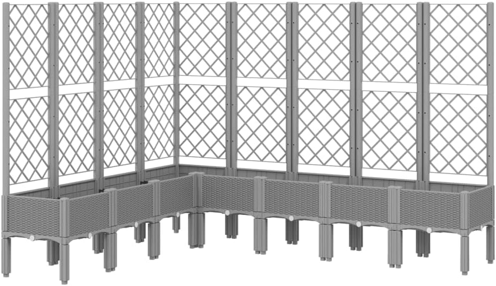 vidaXL Planter with trellis 200x160x142 cm polypropylene light grey, flower pot, outdoor pot, plant pot, flower box, plant pot, garden pot - QUORE