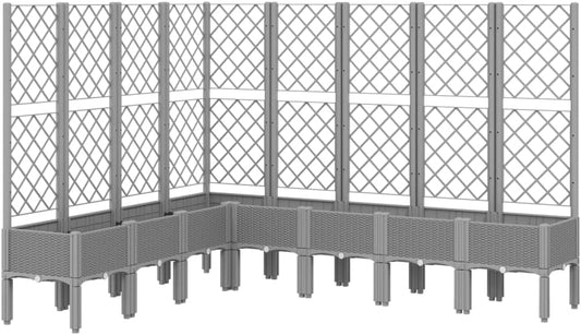 vidaXL Planter with trellis 200x160x142 cm polypropylene light grey, flower pot, outdoor pot, plant pot, flower box, plant pot, garden pot - QUORE