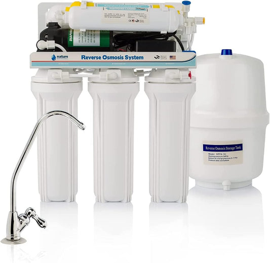 Omgekeerde osmose-installaties - osmose-set met 6 niveaus, inhoud 5 l, incl. 50 GPD Vontron membraan, pomp en filter Nature Water Professionals