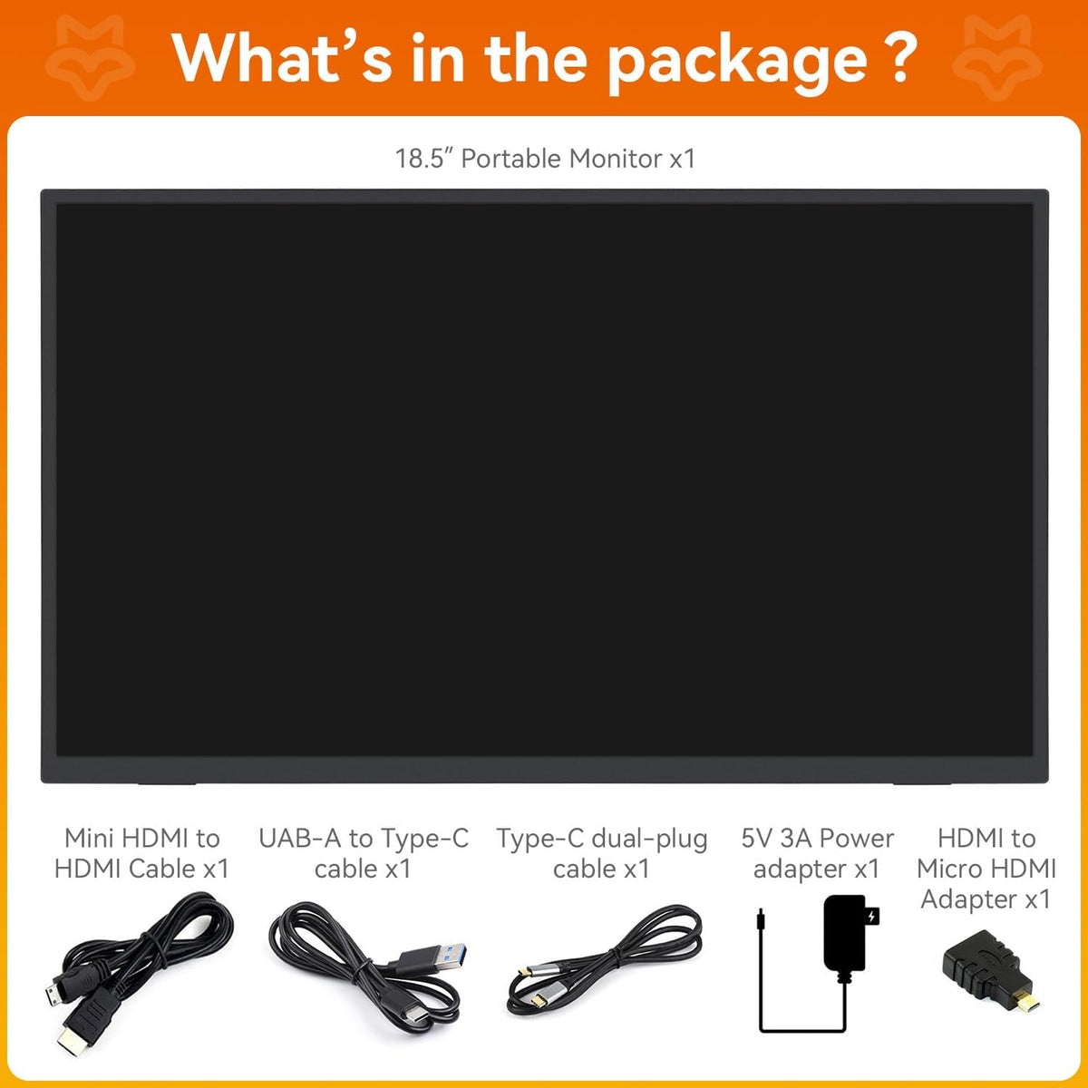 LUCKFOX 18.5" Portable Monitor with Stand - Plug and Play Ultra Thin/Light USB-C HDMI Second Monitor 1080P FHD 178° Viewing 120Hz Dual-Track HiFi Speaker for Raspberry Pi/Jetson/PC/Game Console/Phone - QUORE