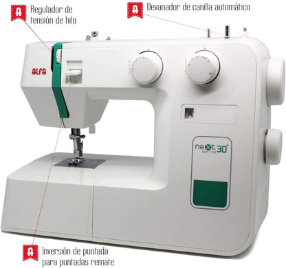 Naaimachine Wit 30 x 19 x 37 cm – Stikmachine – Naaiapparaat – Huishoudnaaimachine – Hobbynaaimachine – 18 Steekprogramma's – 4-Staps Knoopsgat