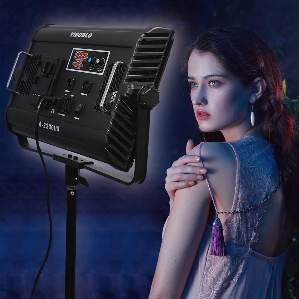 A-2200IIQ Dimmen 3200k-5500k LED 100w Bi-color Studio Video Panel Licht met Barndoor, Afstandsbediening & DMX voor conferentiefotografie Youtube Verlichting