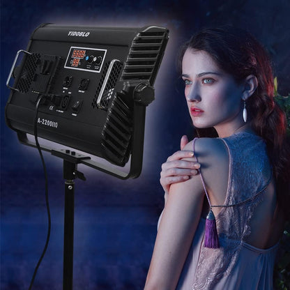 A-2200IIQ Dimmen 3200k-5500k LED 100w Bi-color Studio Video Panel Licht met Barndoor, Afstandsbediening & DMX voor conferentiefotografie Youtube Verlichting