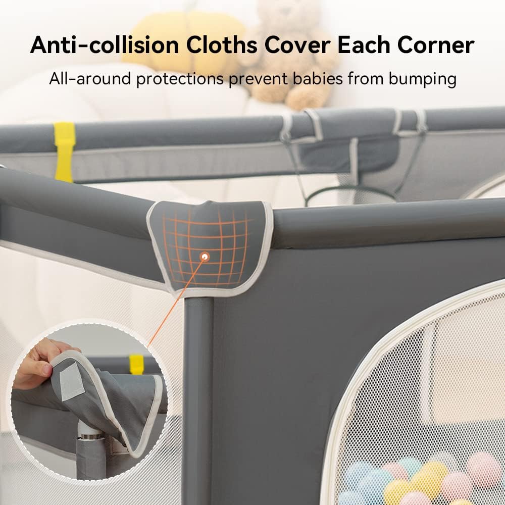 COMOMY Baby Playpen 180 x 150 x 66 cm Playpen for Babies and Toddlers, Large Playpen with Activity Centre for Children, Indoor and Outdoor, Playground with Non-Slip Bottom, Breathable Mesh - QUORE