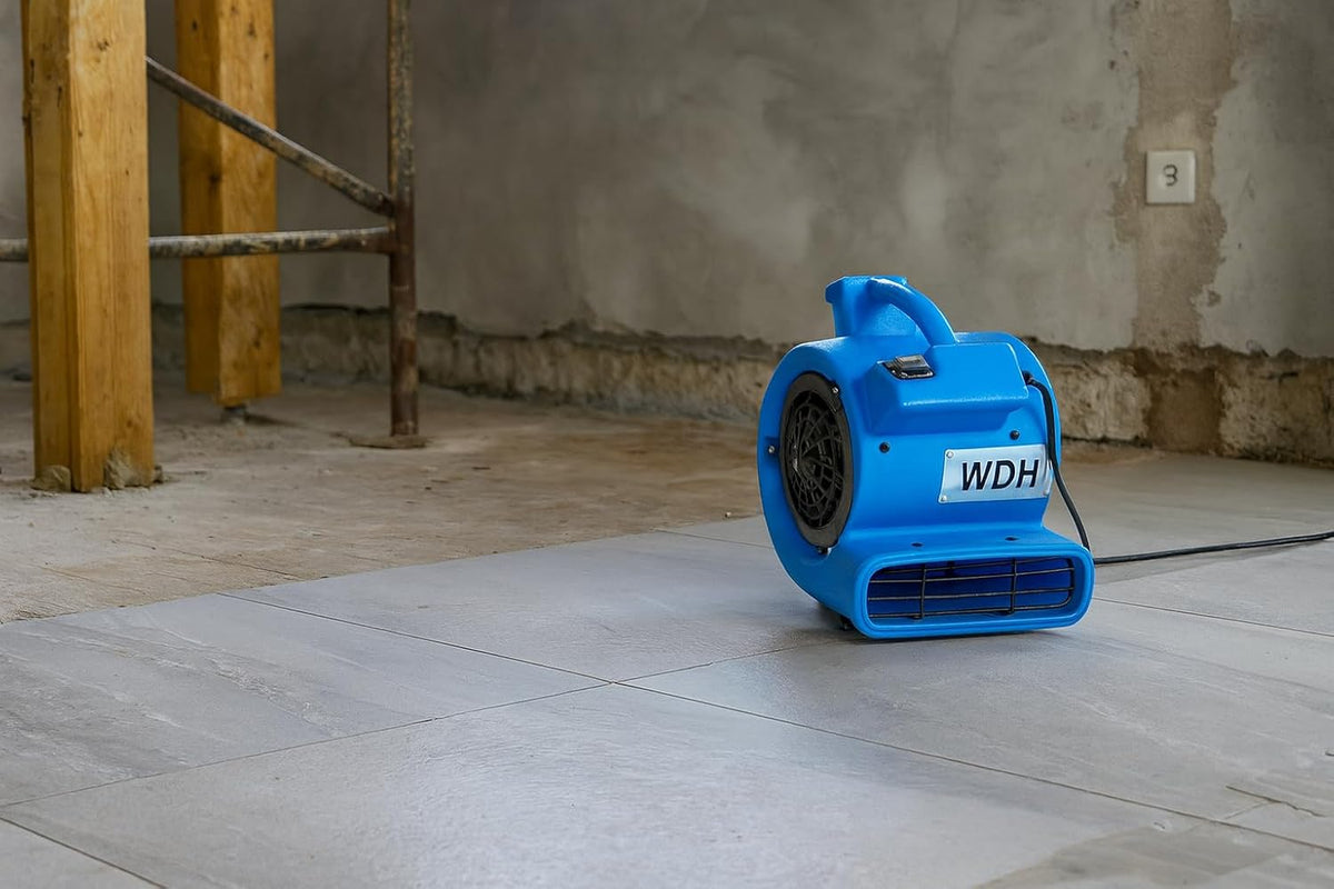 Mini turboventilator – Turboventilator – Vloerventilator – Bouwventilator – Aanjager – 420 m³/u Luchtcirculatie – 3 Luchtstanden 0°/45°/90°