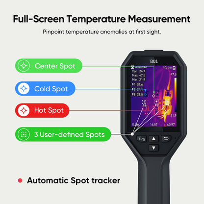HIKMICRO warmtebeeldcamera B01, 256 x 192 IR-resolutie, WiFi, 25Hz Refresh Rate, warmtebeeldcamera, 3,2" LCD-scherm, 49.152 pixels handheld infrarood warmtebeeldcamera