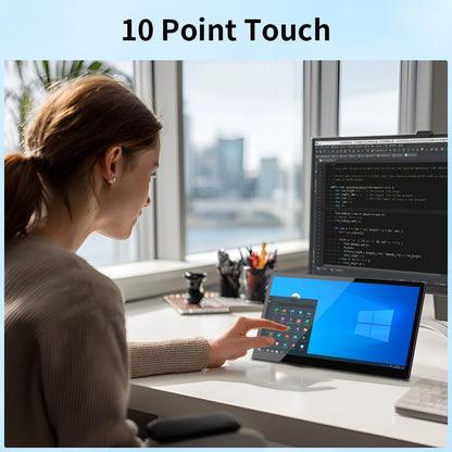 10,1 inch touchscreen mini-monitor, IPS 1540 × 720 USB-C HDMI draagbaar secundair scherm met standaard & luidspreker, gestrekt bar screen voor PC Laptop Rasp PI AIDA64 STEM DIY