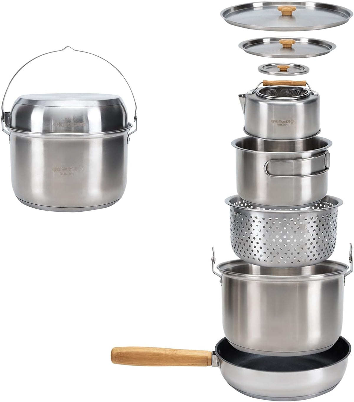 KingCamp Camping Cooker Set Stainless Steel Camping Pan Set Camping Pot Set for Camping Stove - QUORE