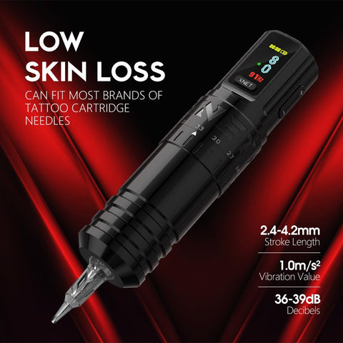 Vipera - Tattoo Machine - Tattoo Pen - Tattoo Set - Complete set for beginners &amp; advanced - Adjustable stroke 2.4-4.2mm - Tattoo Machine Pen - 10500Rpm - 2400mah - Black