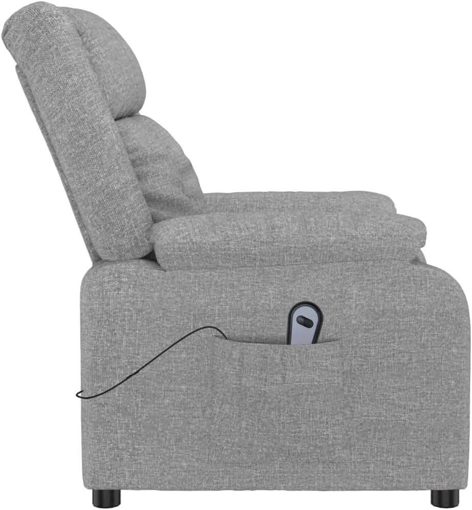 Elektrische Televisiestoel – Relaxstoel – Fauteuil – TV-Stoel – Verstelbare Stoel – 3 Ligposities – Ademend Polyester – Hout & Metaal Frame – Lichtgrijs
