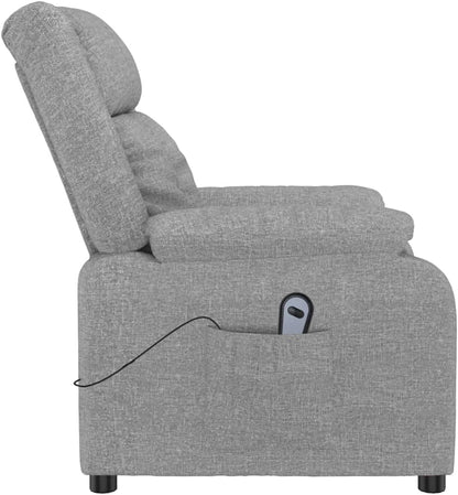 Elektrische Televisiestoel – Relaxstoel – Fauteuil – TV-Stoel – Verstelbare Stoel – 3 Ligposities – Ademend Polyester – Hout & Metaal Frame – Lichtgrijs