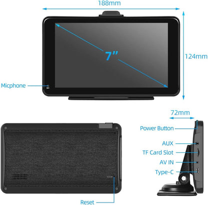 Podofo Nieuwe Draagbare Sutoradio 7 inch Autoradio-Ontvanger met Draadloze Apple Carplay Android Auto Apple Airplay, Bluetooth,Spiegellink,FM-radio,Dashboard Voorruit Verticaal of Zuignaphouder