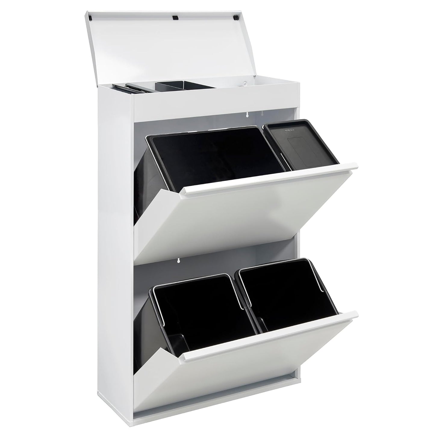 ARREGUI Top CR621-B2 Recycling Container | Waste Container with Storage Compartment | 4 Compartments 23+11+17+17 L (68 L) | Inner Buckets for PMD and GFT | Recycle Bin for Waste Separation | Waste Bin - QUORE