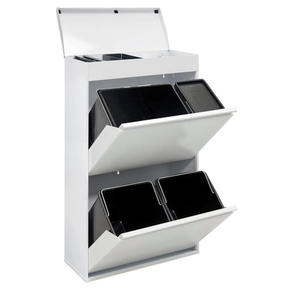 ARREGUI Top CR621-B2 Recycling Container | Waste Container with Storage Compartment | 4 Compartments 23+11+17+17 L (68 L) | Inner Buckets for PMD and GFT | Recycle Bin for Waste Separation | Waste Bin - QUORE