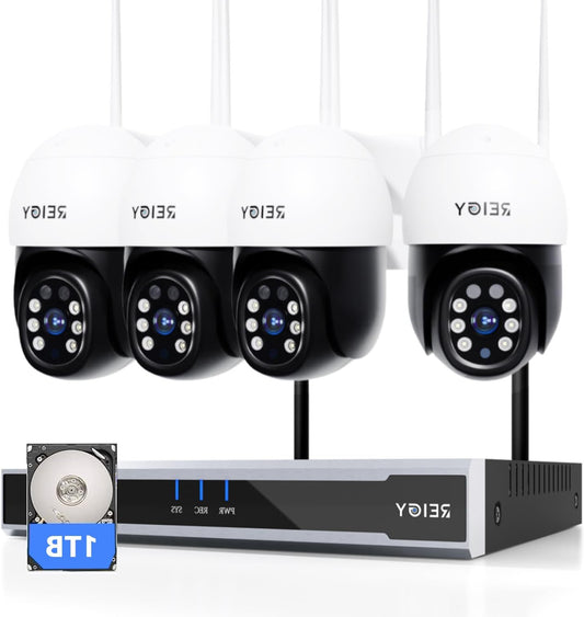 5MP Bewakingscamera Systeem Buiten – Wifi Camera – Draadloos Bewakingssysteem – CCTV Beveiliging – Outdoor Camera Set – 320° Draaibaar Panorama – 1TB Lokale Opslag