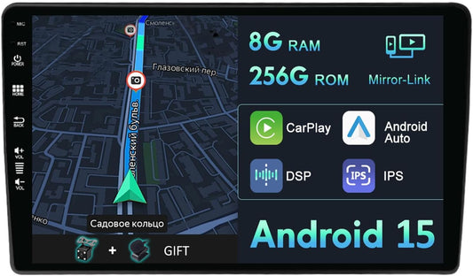 9 inch Android 15 Autoradio – Auto Stereo – Multimedia Systeem – Navigatie Unit – Touchscreen Radio – 8GB RAM 256GB Opslag – Wireless CarPlay & Android Auto – Inclusief Achteruitrijcamera