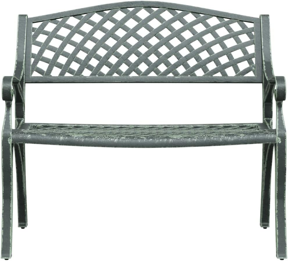 Tuinbank, 102 cm, gegoten aluminium, groen, zitbank, parkbank, balkonbank, outdoor bank voor tuin, terras, balkon - QUORE
