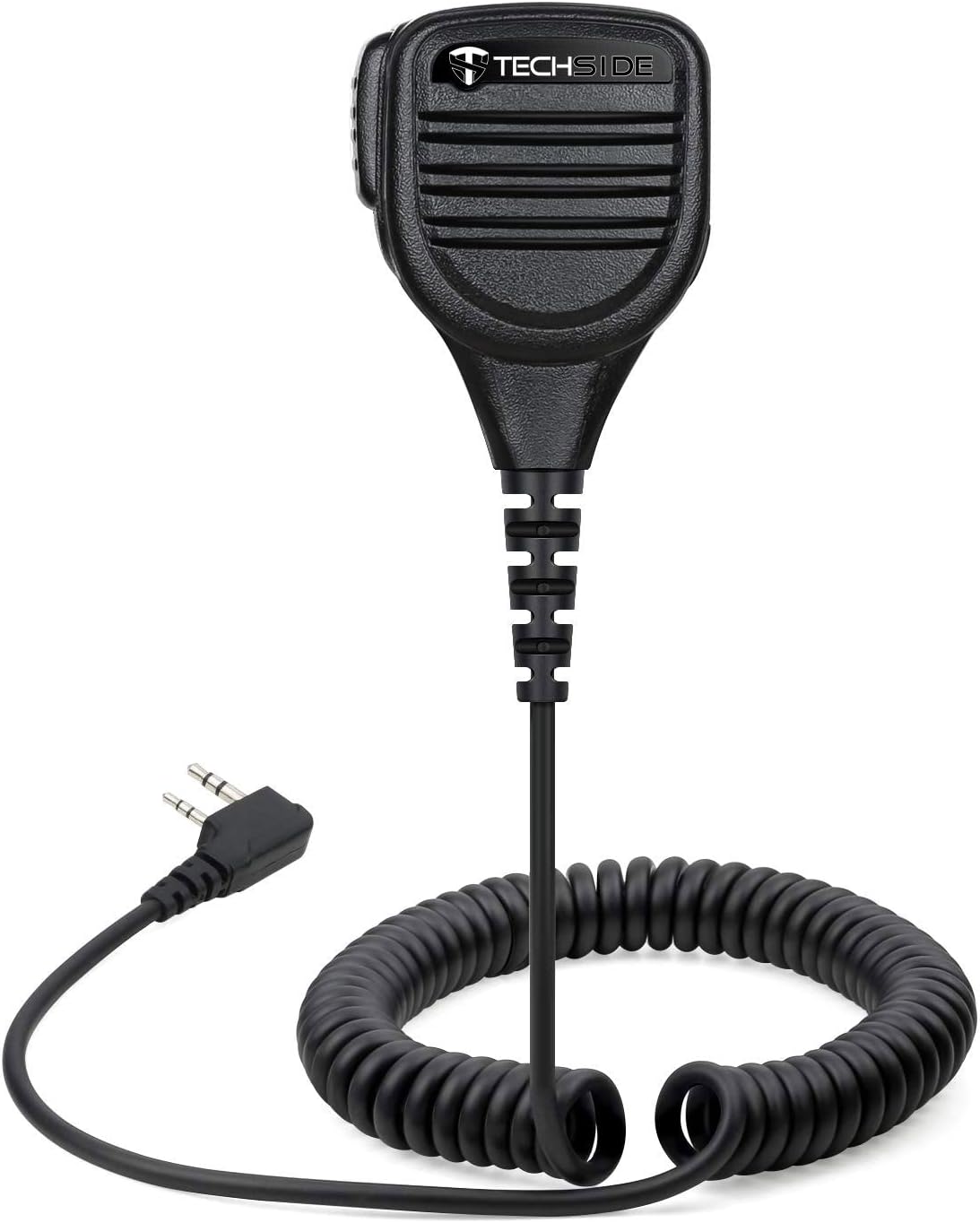 TechSide Kenwood Luidsprekermicrofoon, waterdicht, 2-polig, jack 3,5 + draaibare clip voor radio-ontvanger, compatibel TS-T9+ TI-F8+ Midland G10 G11V CT210 BaoFeng UV5RA UV-82 (5 stuks)