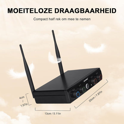 4-Kanaals Draadloos Microfoonsysteem – Draadloze Microfoonset – 4 Handmicrofoons – Karaoke Microfoonset – Spraakmicrofoon – UHF Digitaal – Bereik Tot 60 Meter